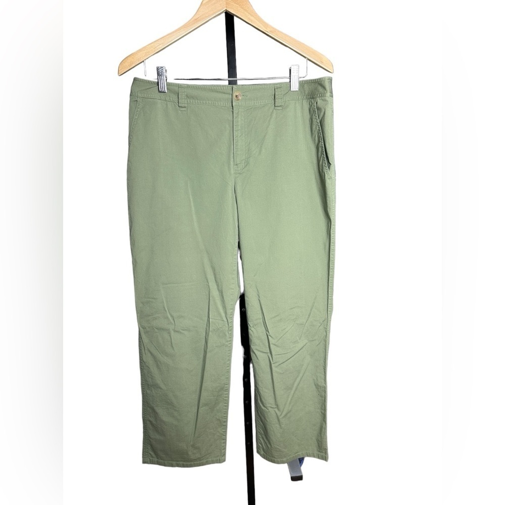 Liz & Co Stretch Green Cotton Blend Pants 12 - Picture 1 of 5